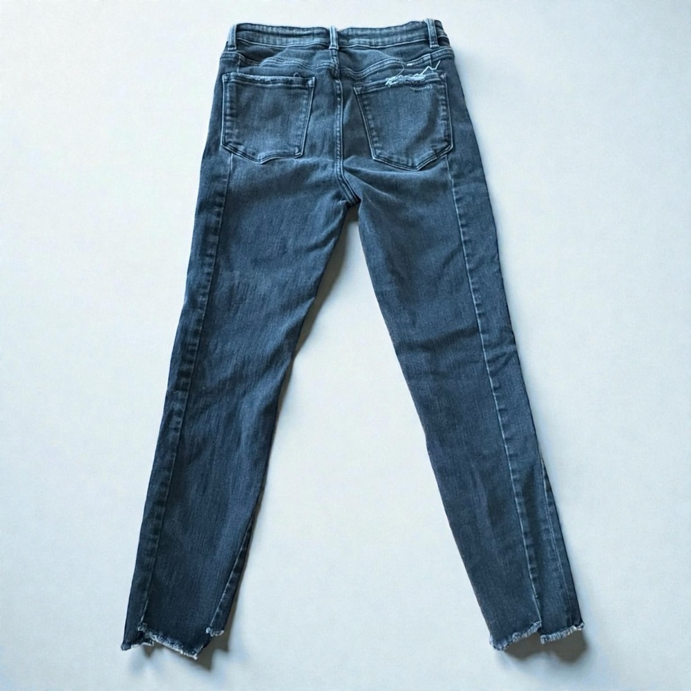Vervet Jeans 28 Raw Split Flare Hems High Rise Charcoal Wash Distressed Stretch - Picture 2 of 11